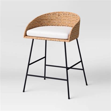 fabric backless counter stool with metal legs|woven backed counter height barstool.